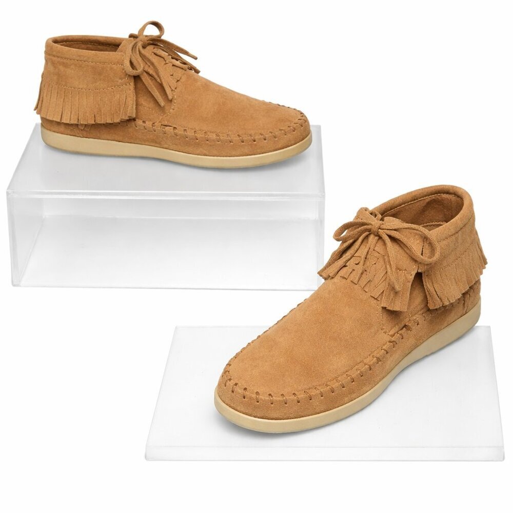 MINNIETONKA Women’s 457 Venice Ankle Booties Brown Suede Fringe Moccasin Shoes 6